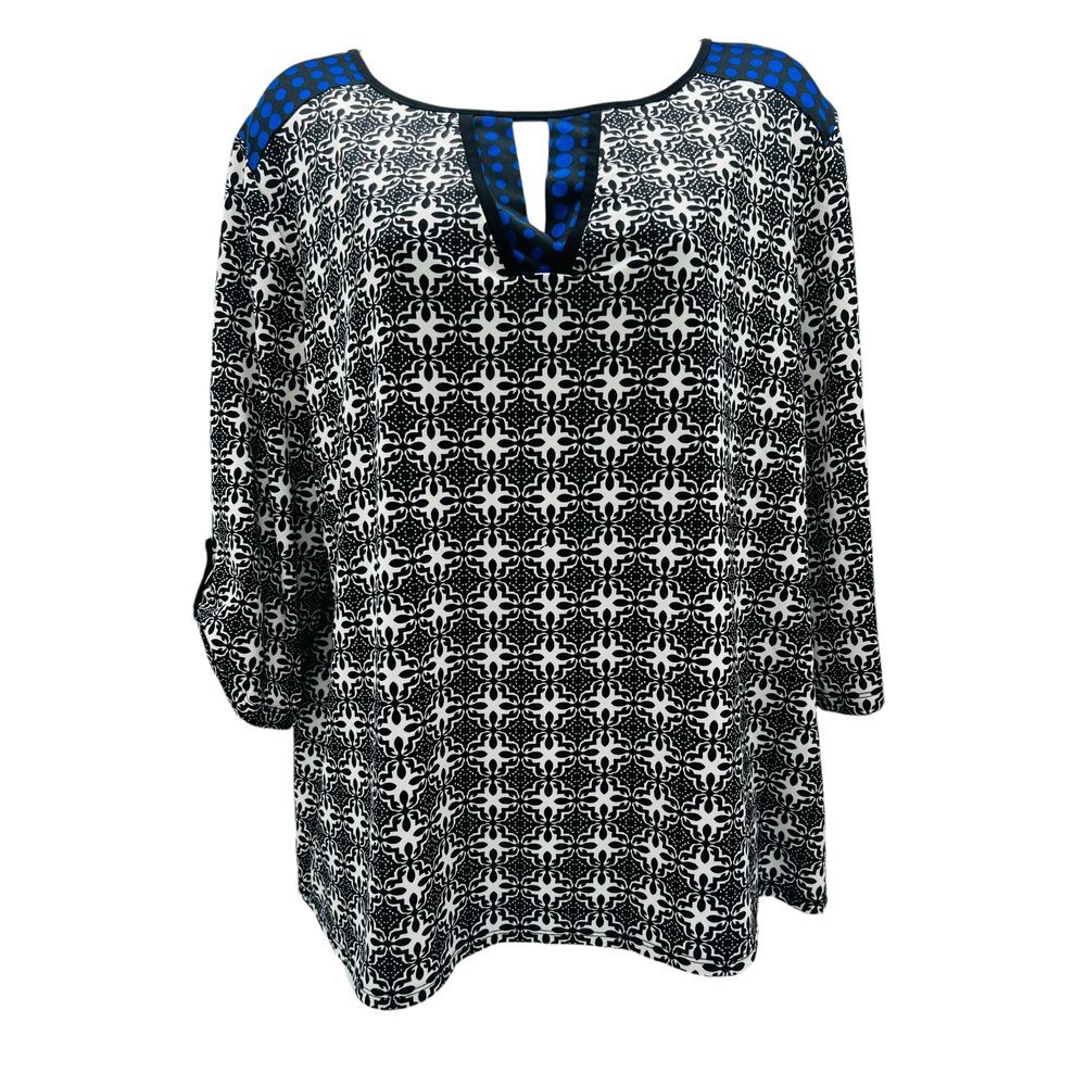 New Directions Petite Blouse Qtr Sleeve‎ Workwear Professional Stretch Size XLP